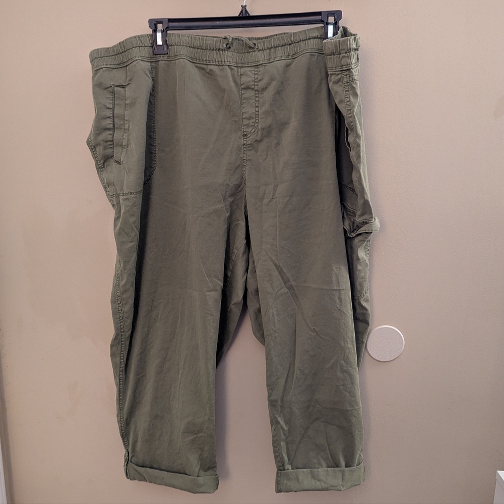 Women's Olive Green Cropped Pants Sonoma 28W